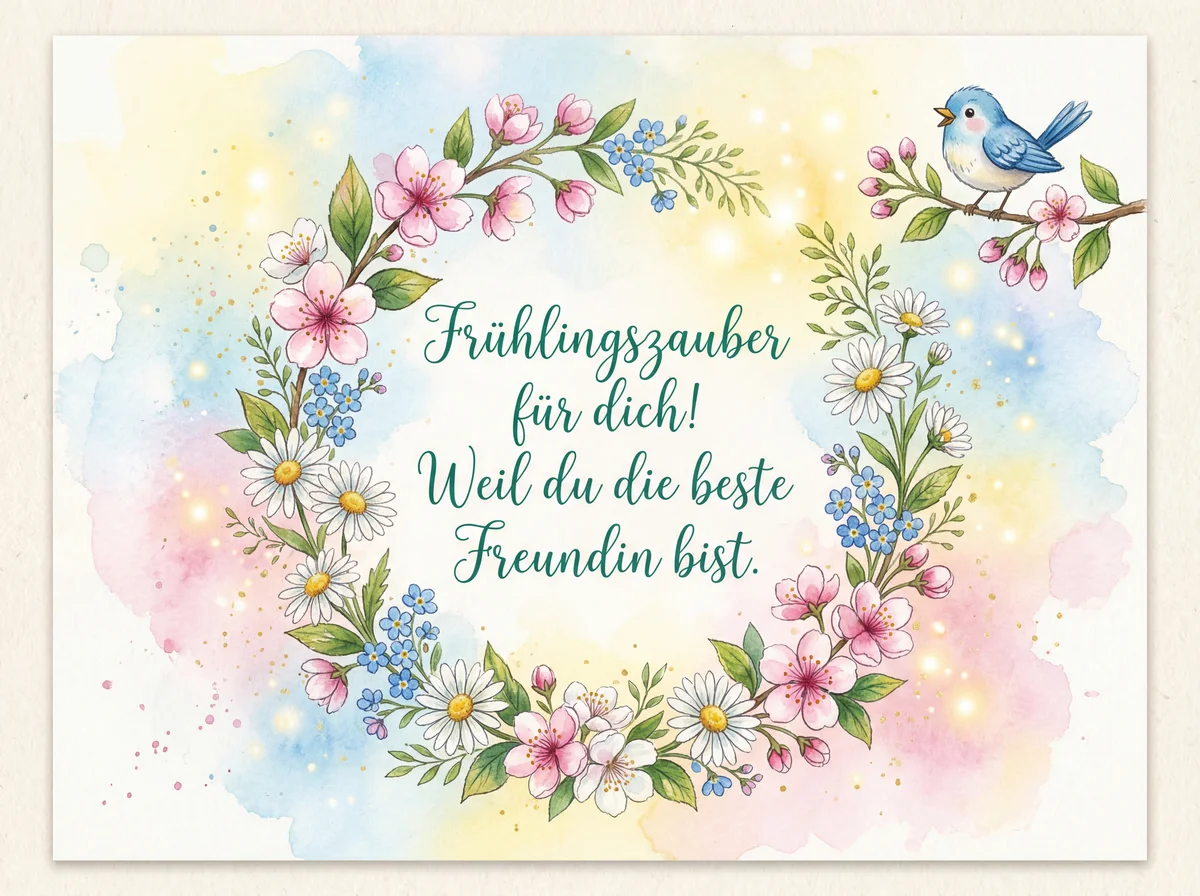 Kurze Frühlingsgrüße für die beste Freundin