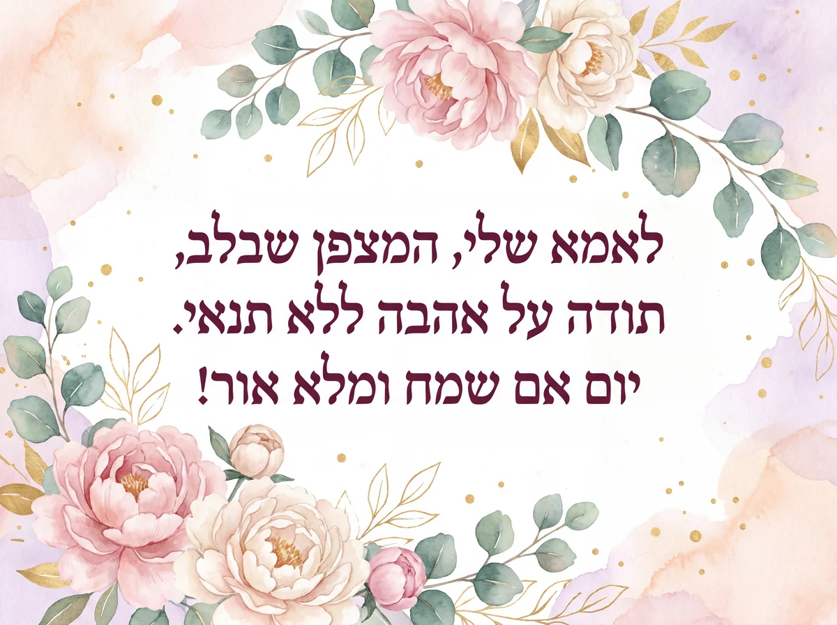 ברכה מרגשת ליום האם לאמא האהובה שלי