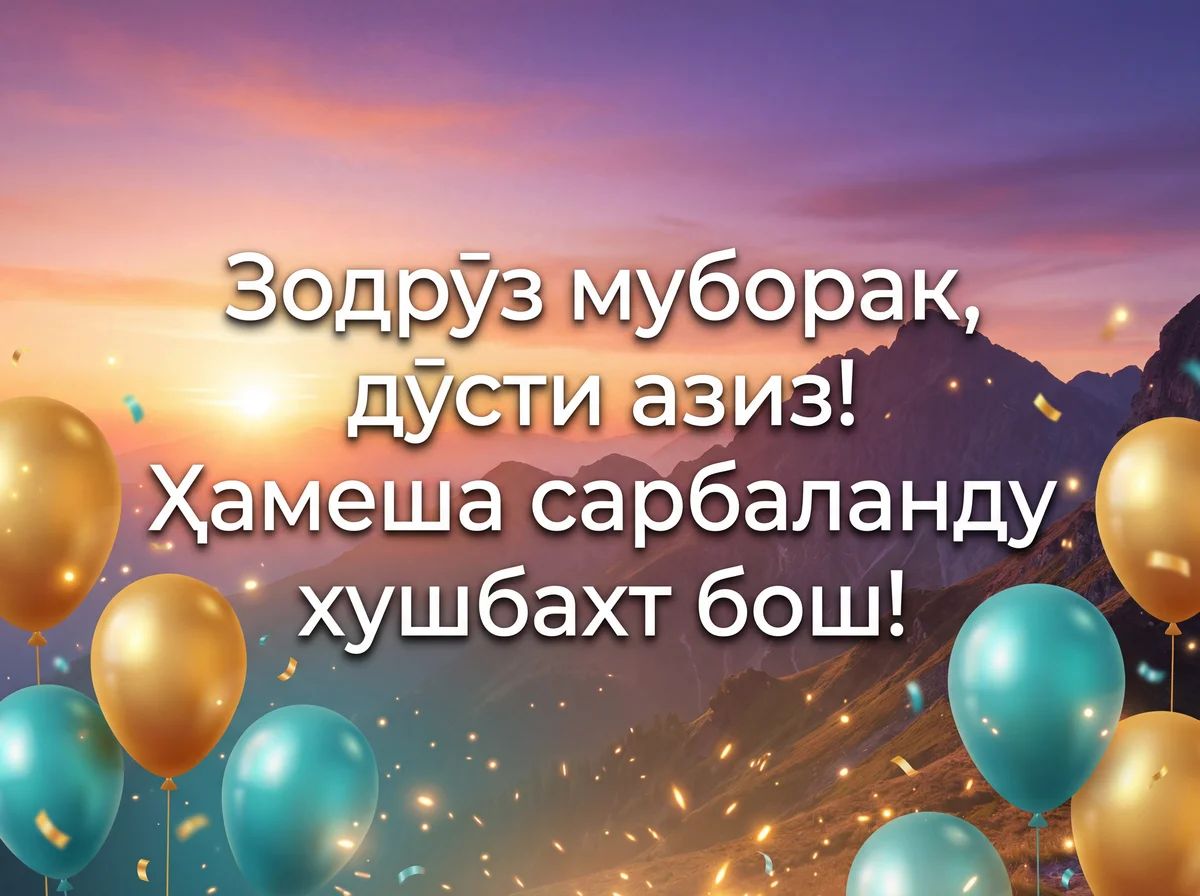 Табрикоти зодрӯзӣ барои дӯсти азиз