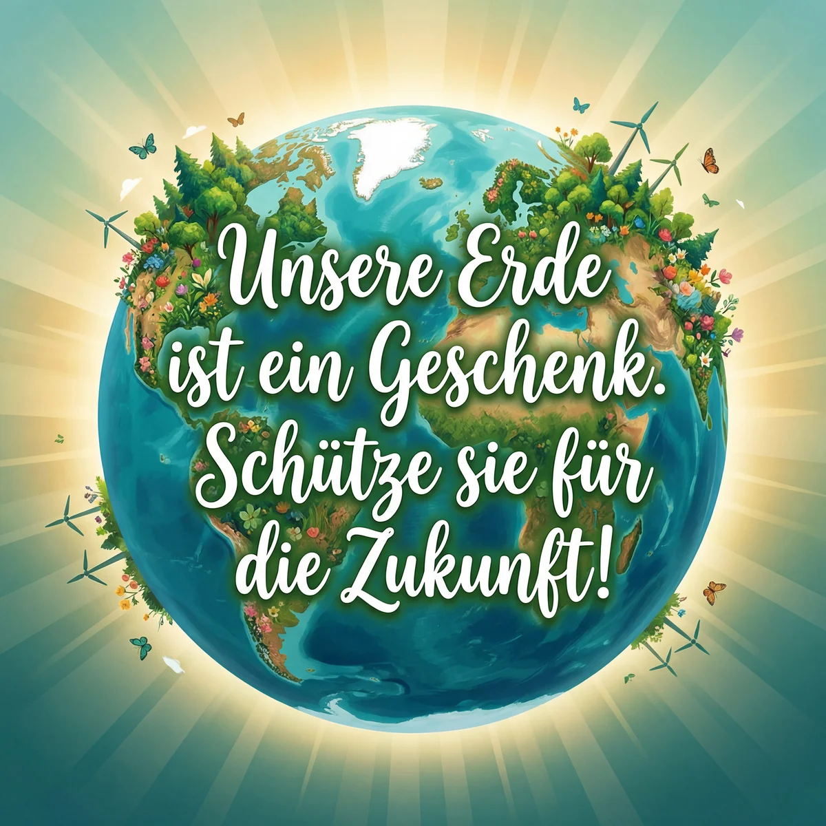 Grußkarte zum Tag der Erde mit Botschaft für den Umweltschut...