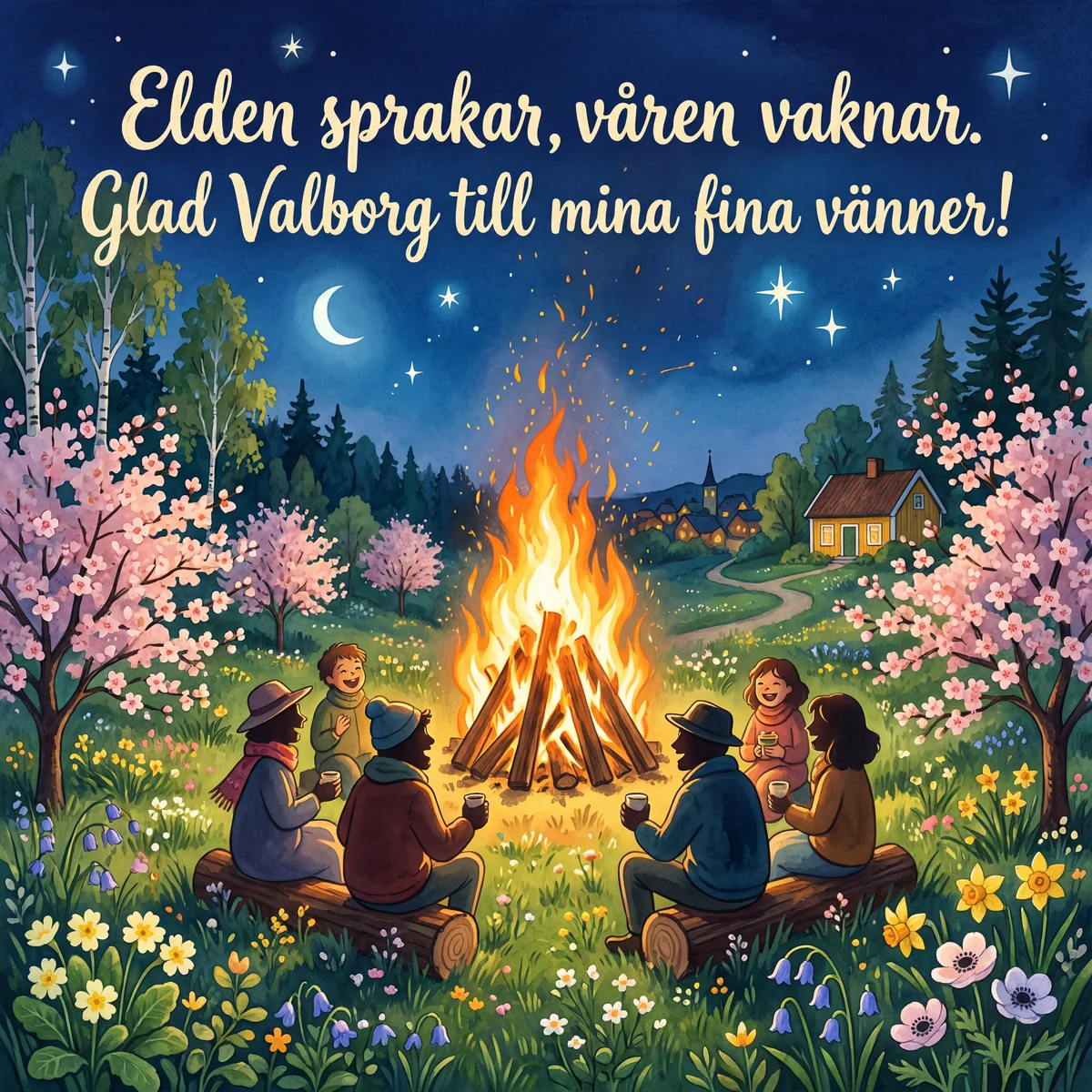 korttext till Valborgsmässoafton för vänner