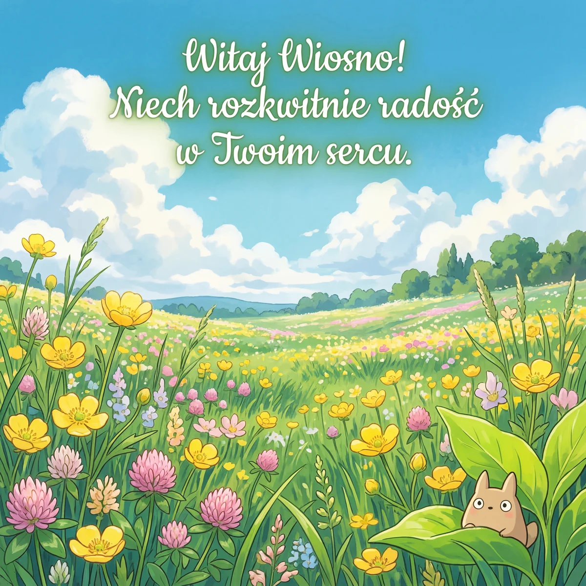 Kartka z życzeniami na Pierwszy Dzień Wiosny