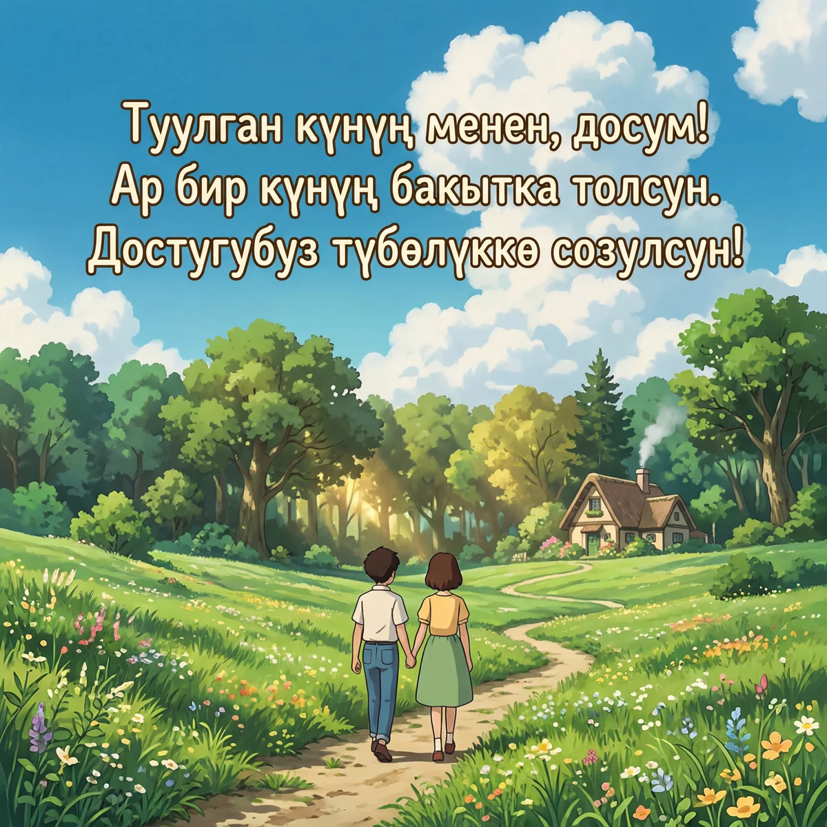 Жакын досумдун туулган күнүнө эң жакшы каалоолор