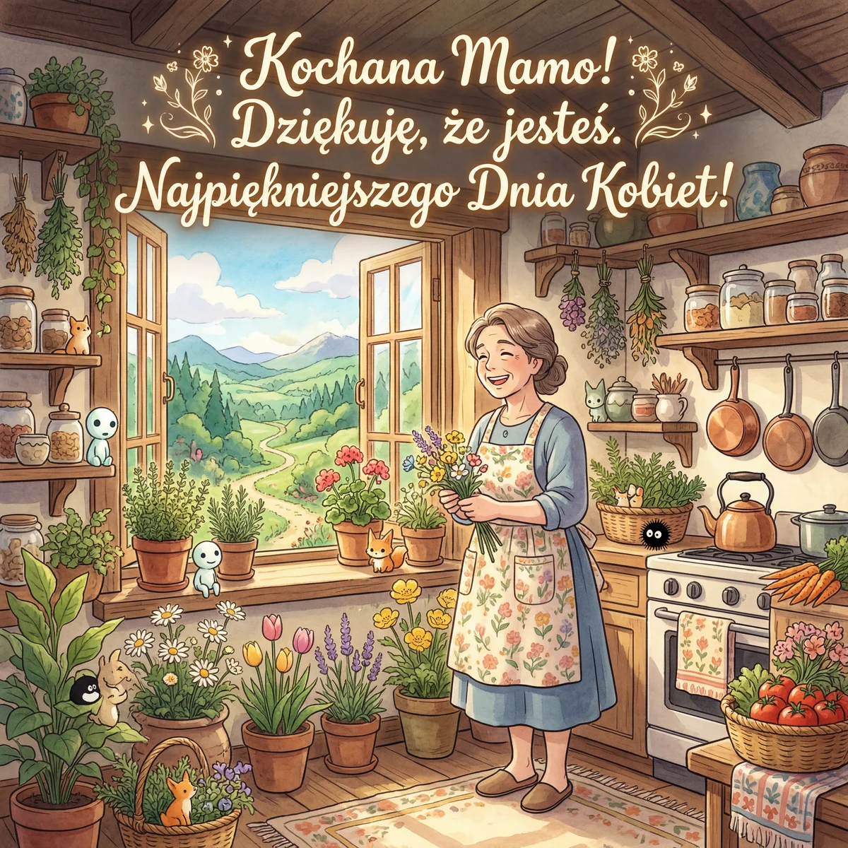 Kartka z życzeniami dla mamy na Dzień Kobiet