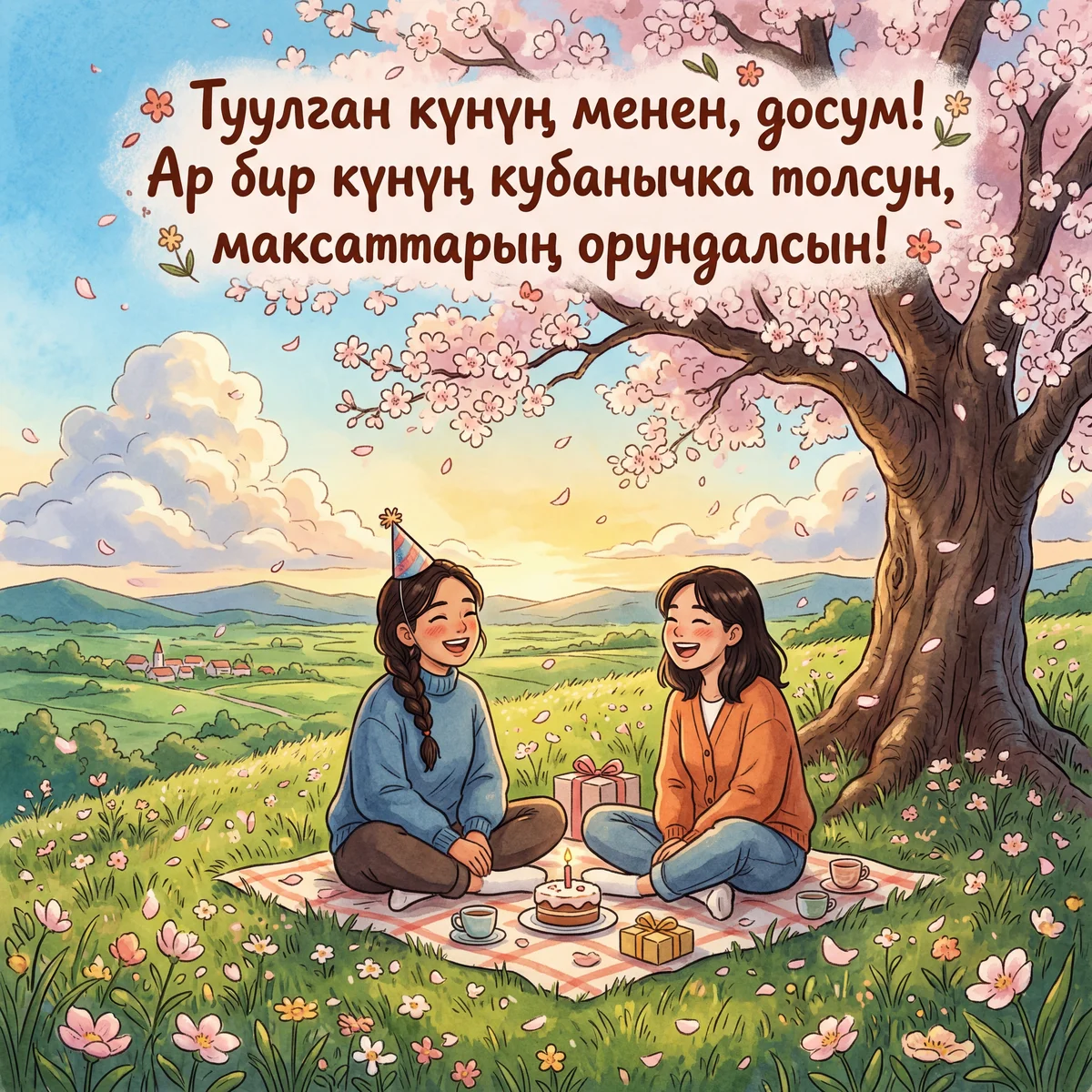 Жакын досума туулган күн куттуктоо