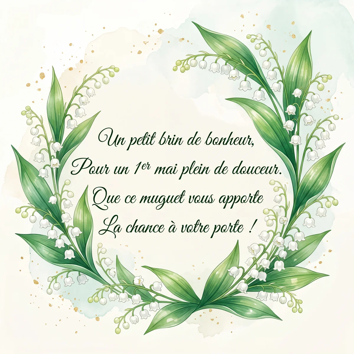 Message pour la Fête du Muguet, bonheur et chance pour le 1e...