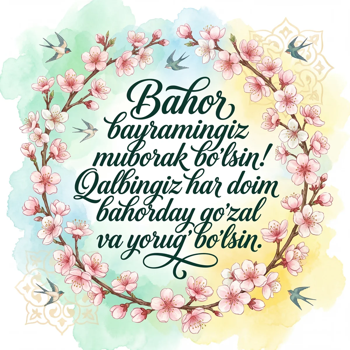 Bahor bayramingiz bilan tabriklayman!