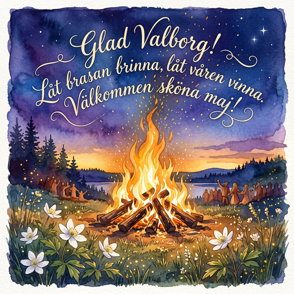 Hälsning till Valborgsmässoafton för att fira vårens ankomst
