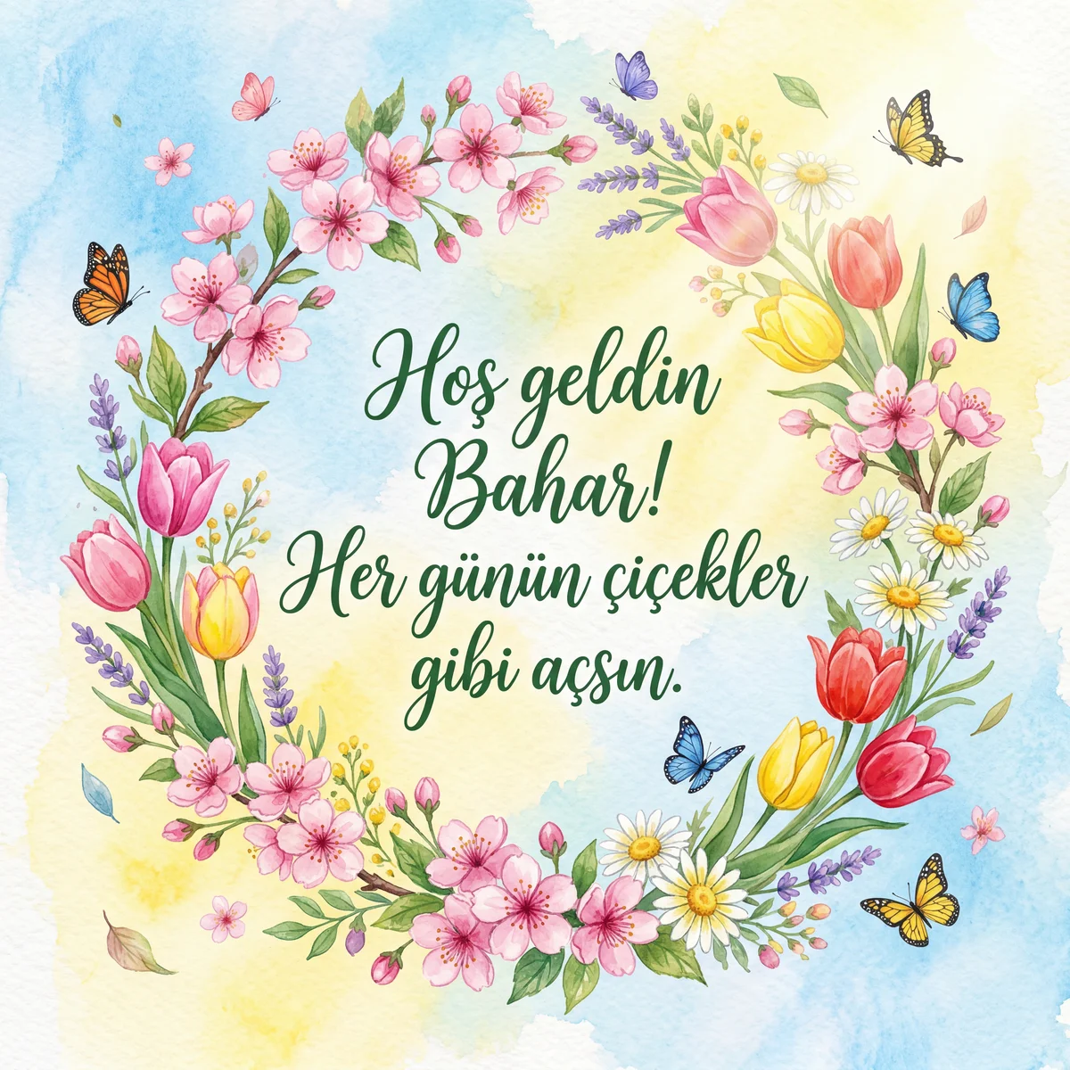 Baharın gelişini kutlayan neşeli bir mesaj