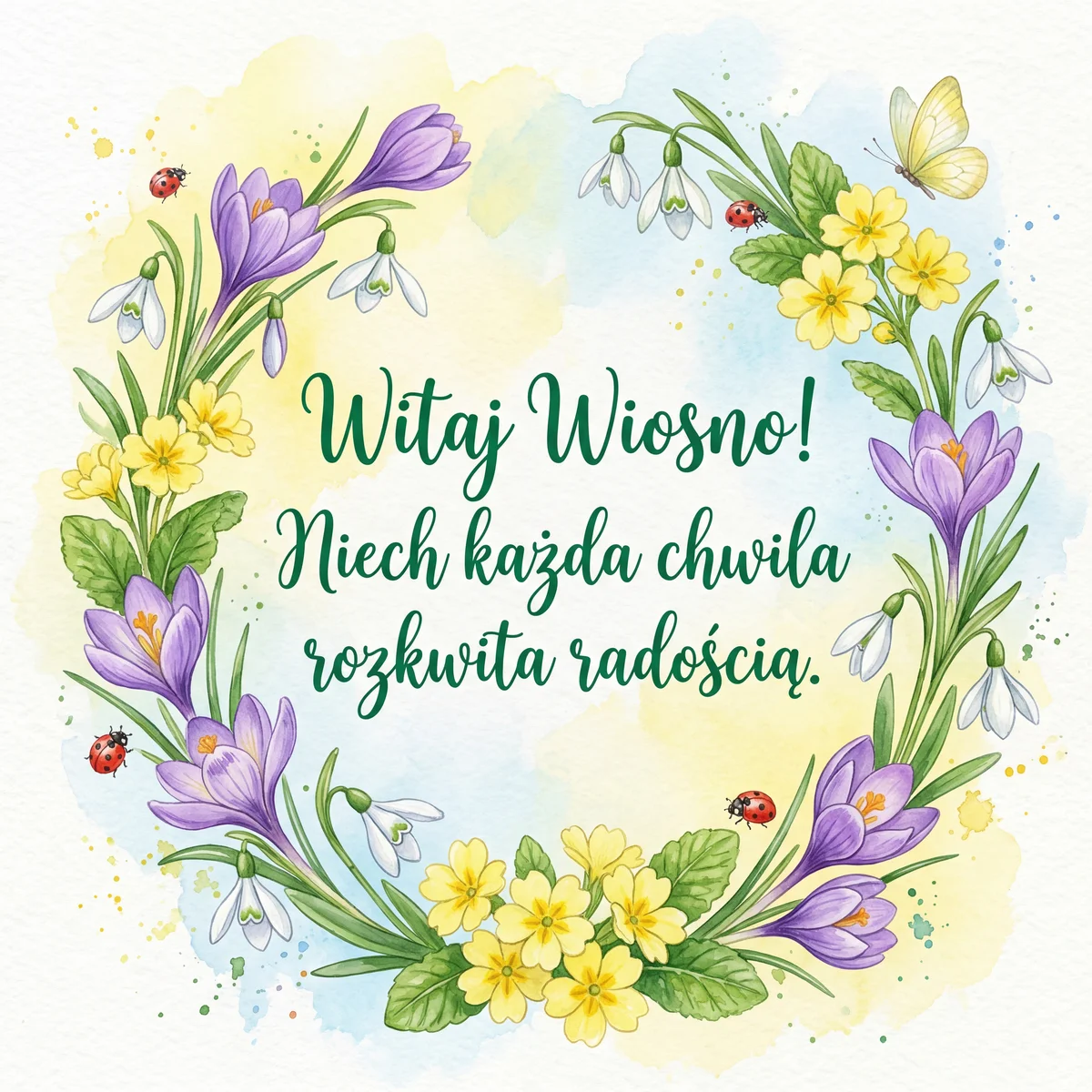 Kartka z życzeniami na Pierwszy Dzień Wiosny
