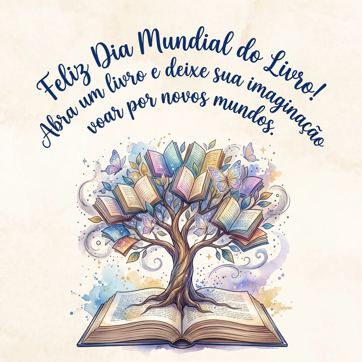 cartão de felicitações para o Dia Mundial do Livro