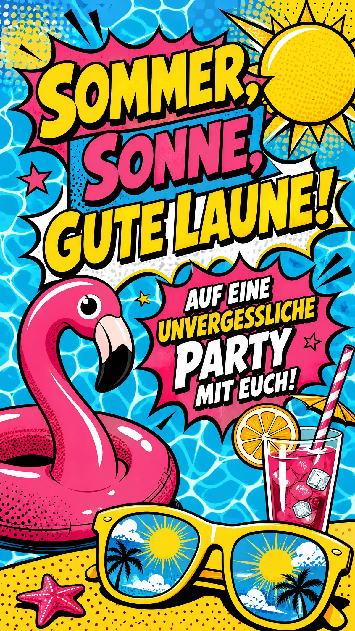 Glückwunschkarte zur Sommerparty für Freunde