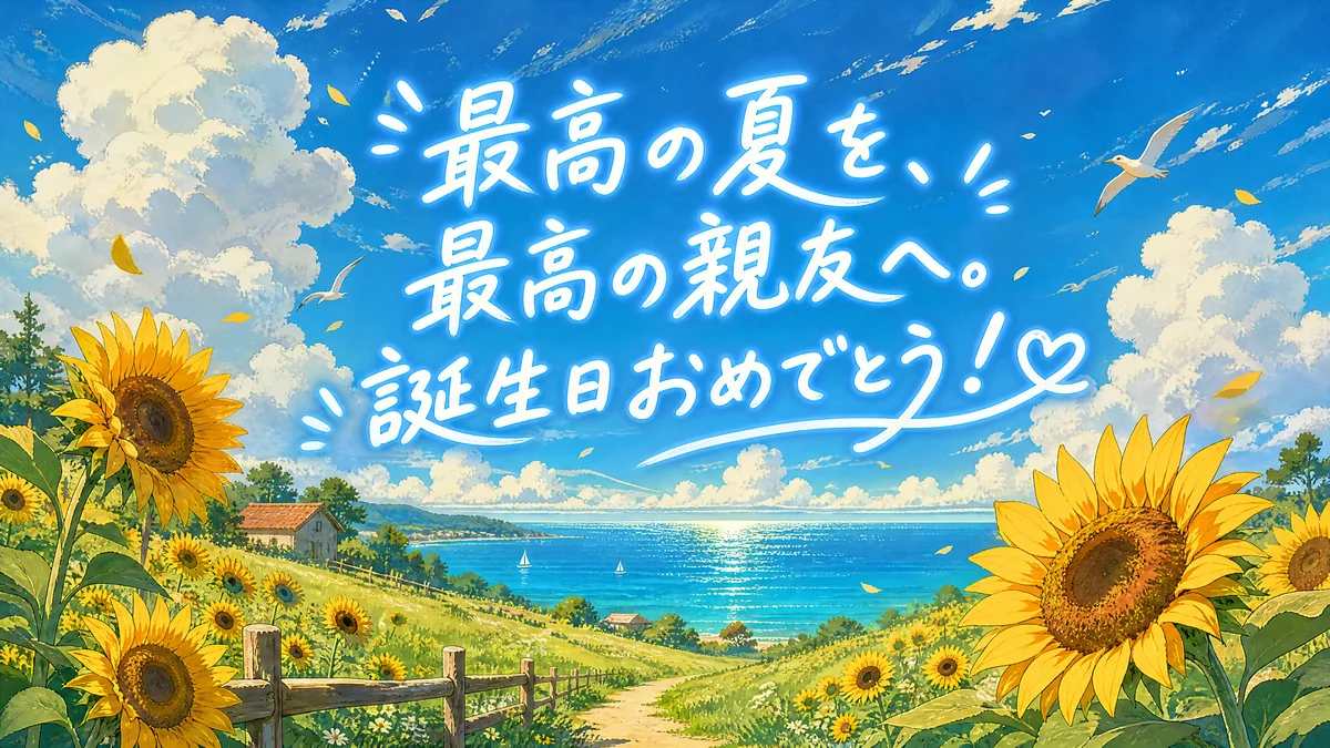 夏の誕生日カード、親友へ