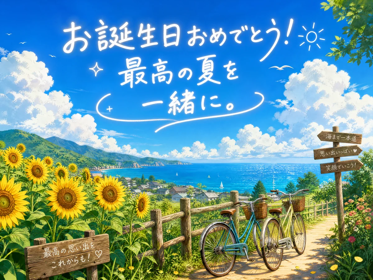 夏の誕生日カード、親友へ