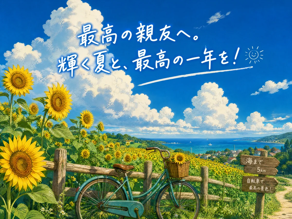 夏の誕生日カード、親友へ