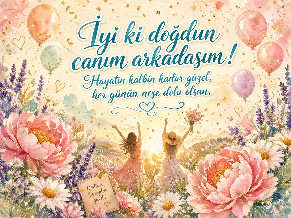 arkadaşa doğum günü kutlama kartı
