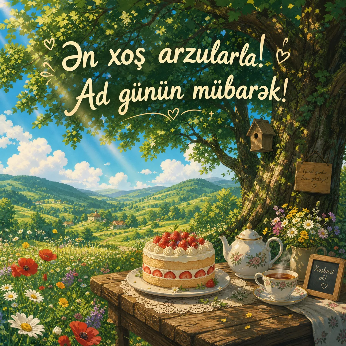 Ən xoş arzularla! Ad günün mübarək!