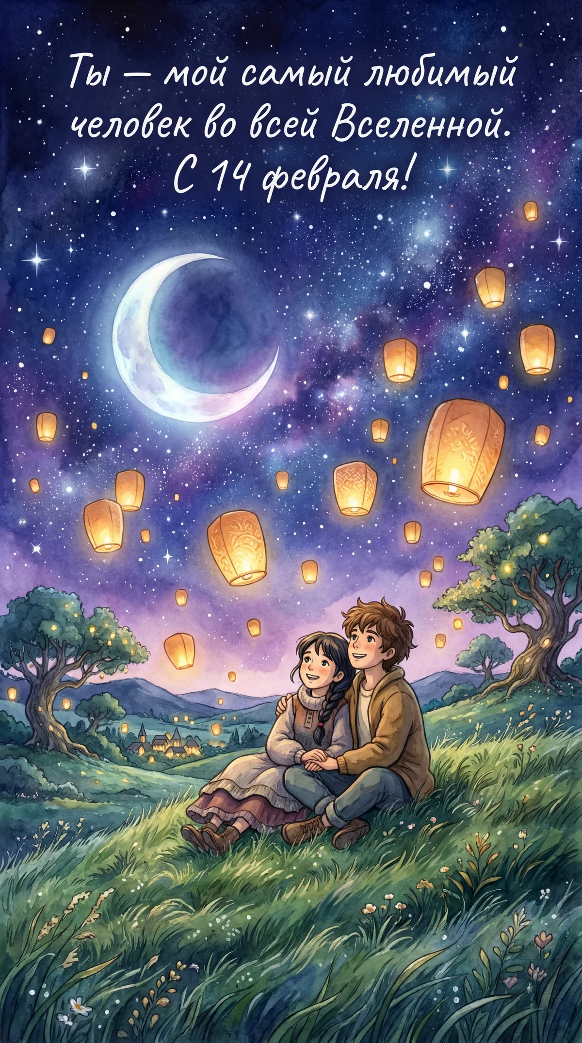 Открытка на 14 февраля для любимой девушки