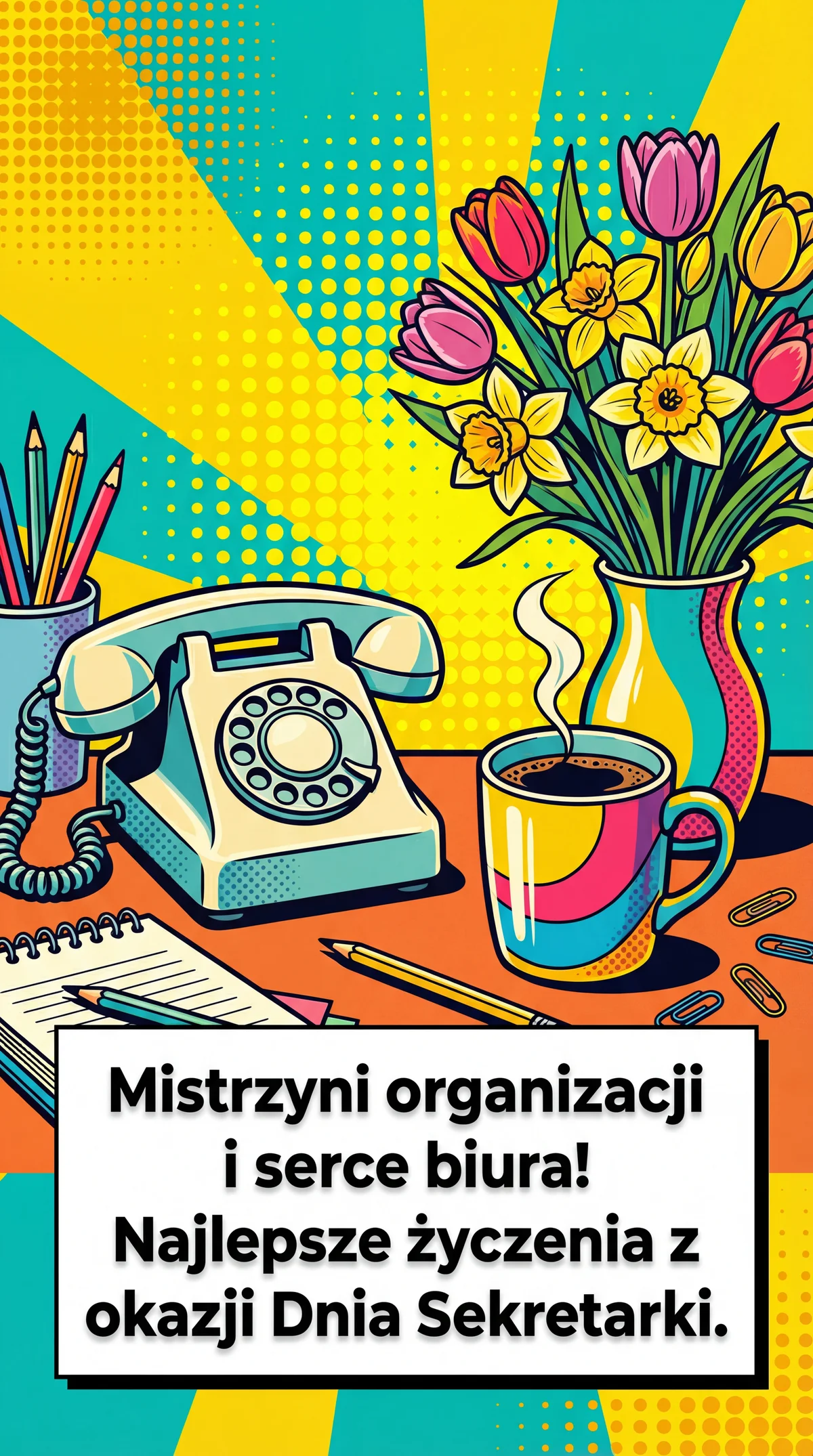 Kartka z życzeniami na Dzień Sekretarki