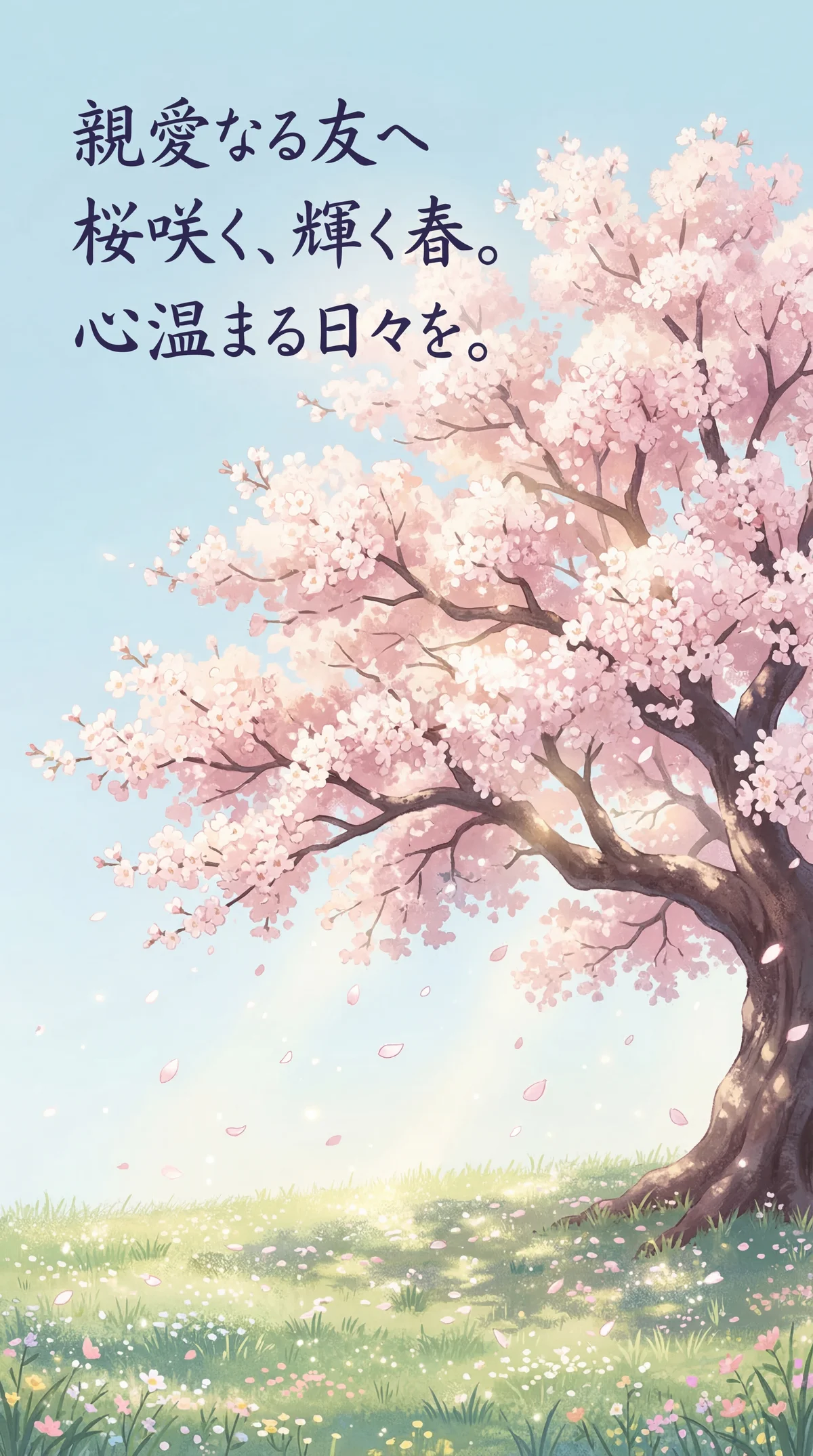 親愛なる友へ、桜の開花を祝う心温まるメッセージ