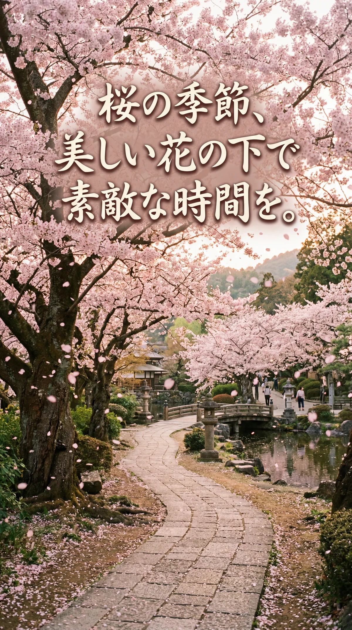 桜の季節、美しい花の下で素敵な時間を過ごしましょう。