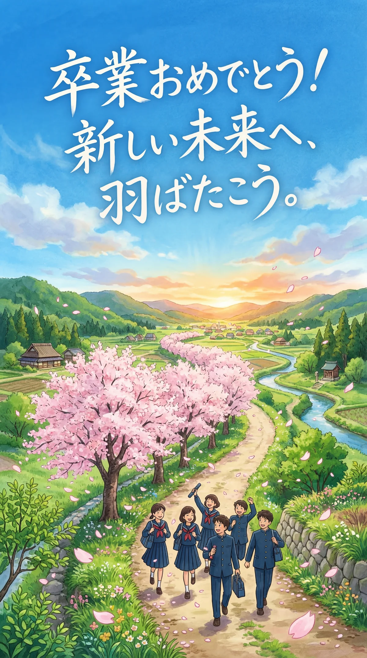 卒業おめでとう！新しい門出を祝うメッセージカード