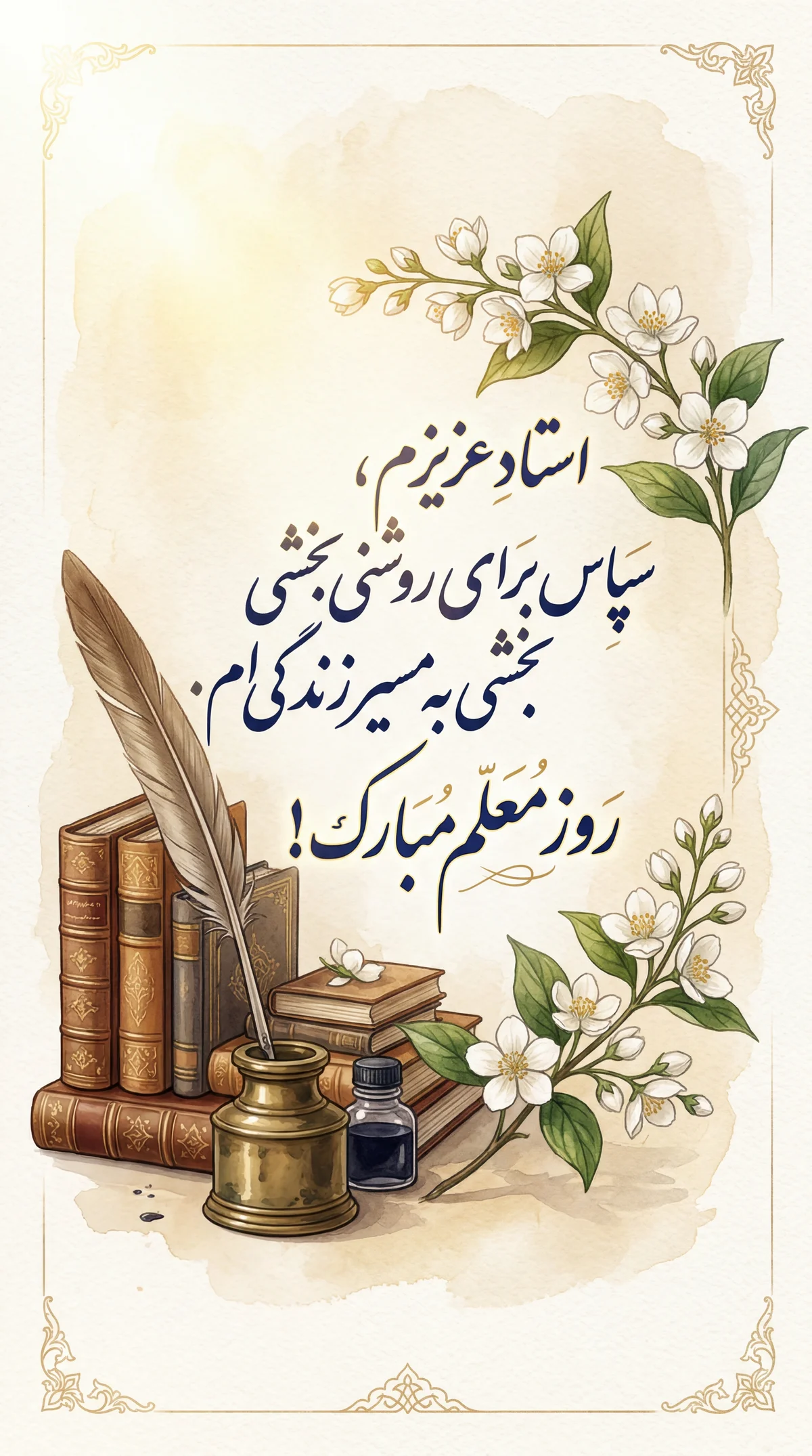 کارت تبریک روز معلم برای استاد عزیز