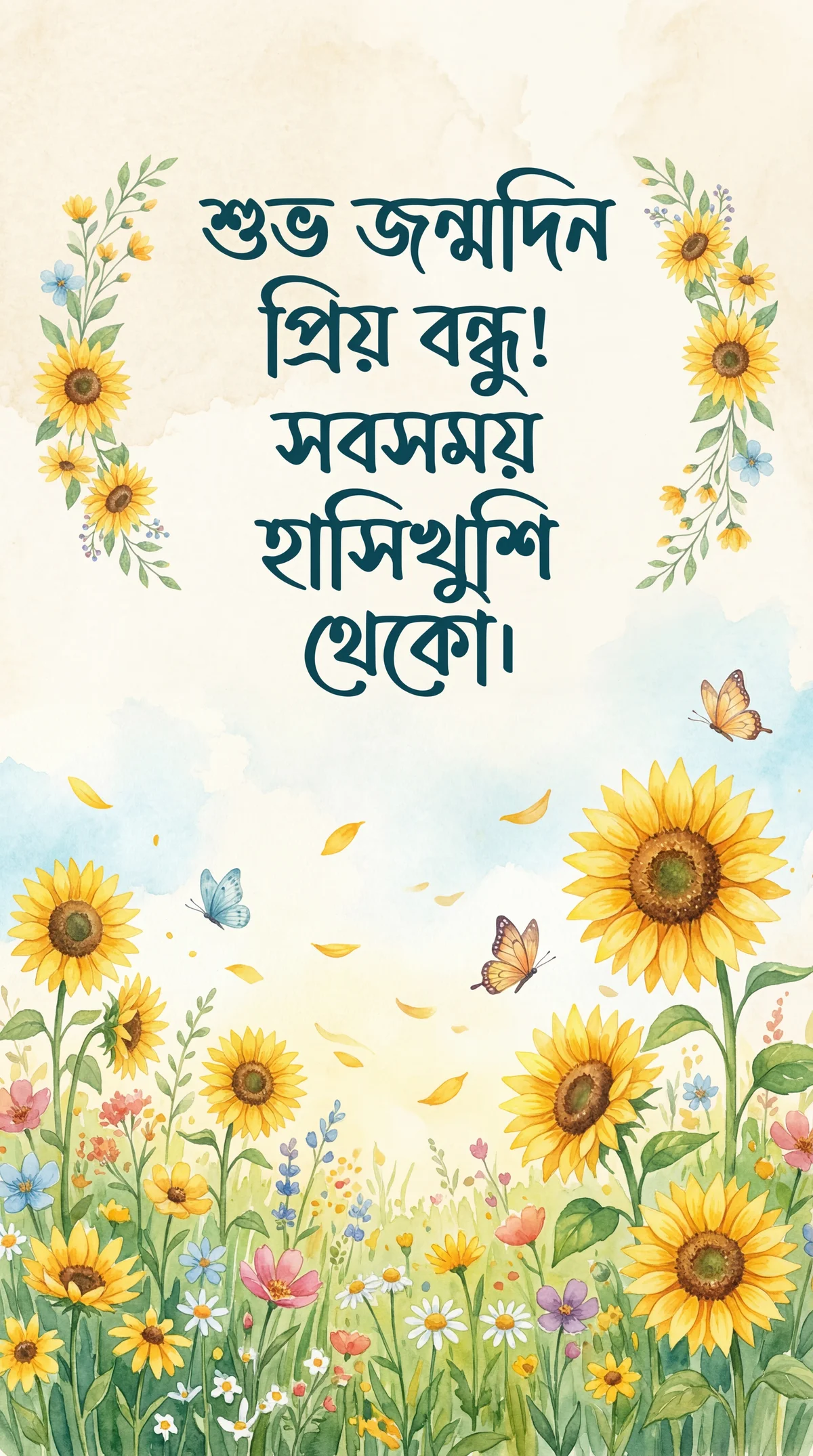 বন্ধুকে জন্মদিনের শুভেচ্ছা কার্ড