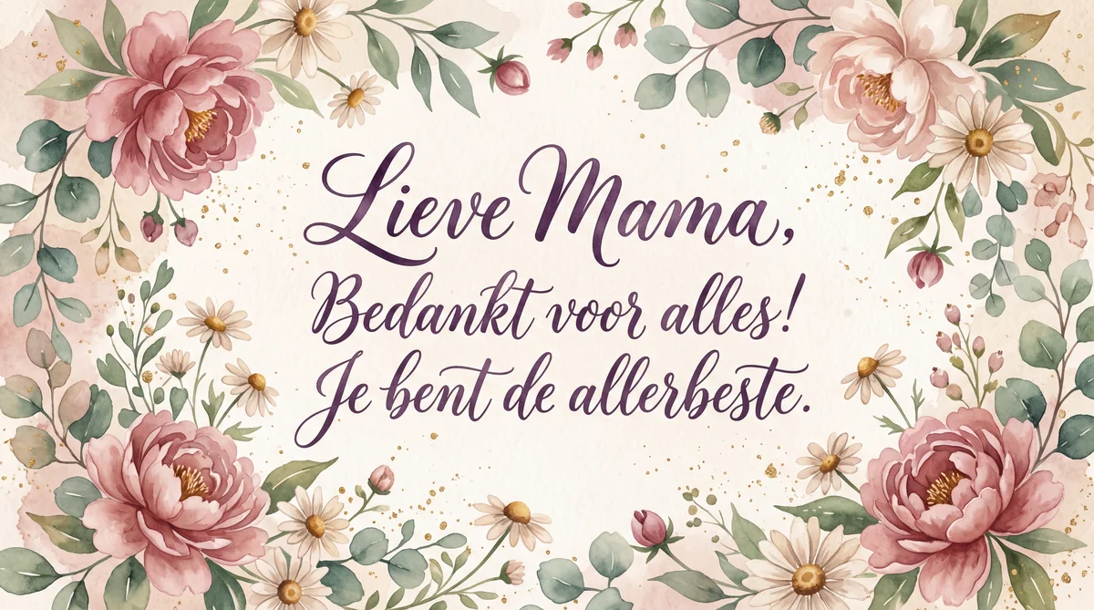 kaartje voor Moederdag voor mijn lieve moeder