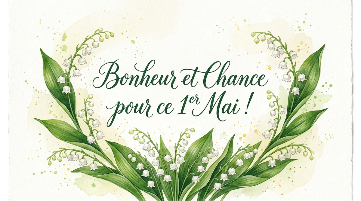 Carte de vœux pour la Fête du Travail avec muguet