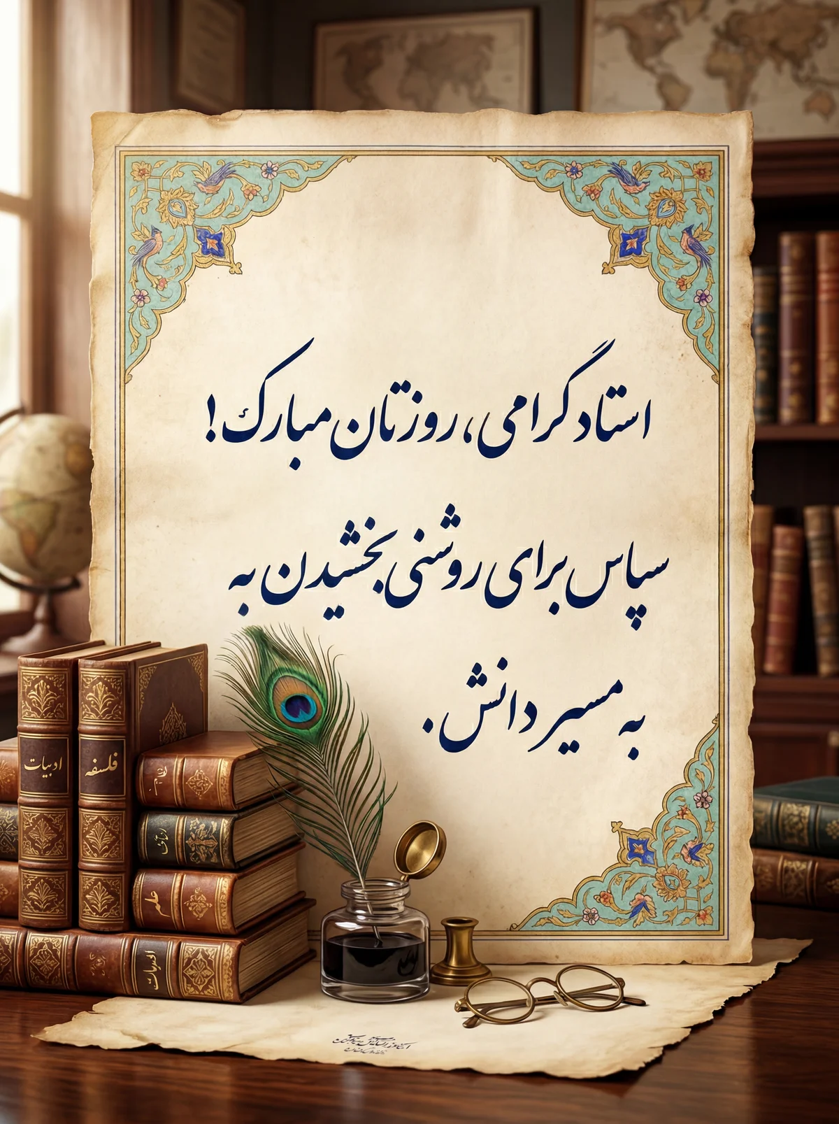 کارت تبریک روز معلم برای استاد گرامی