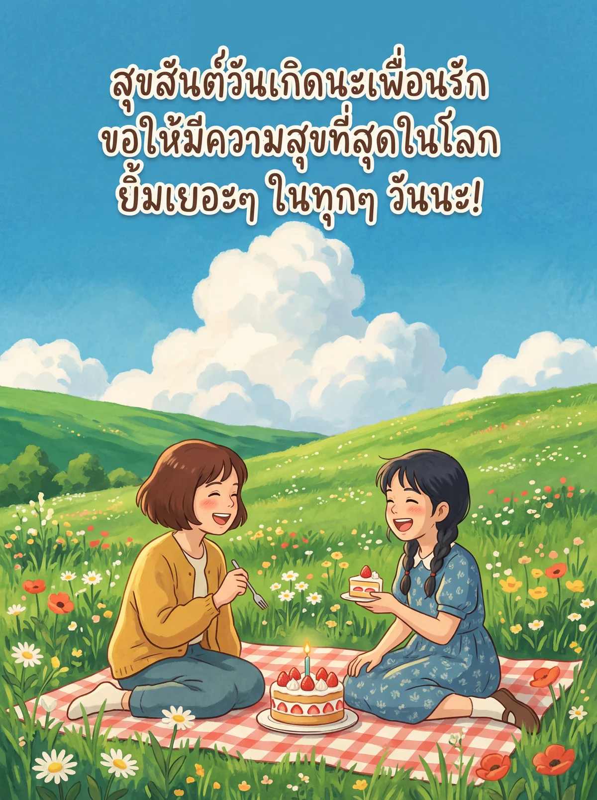 การ์ดอวยพรวันเกิดเพื่อนรัก ขอให้มีความสุขมากๆ นะ