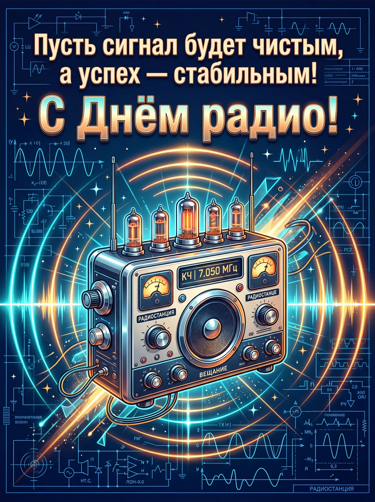 Открытка с Днём радио для инженера