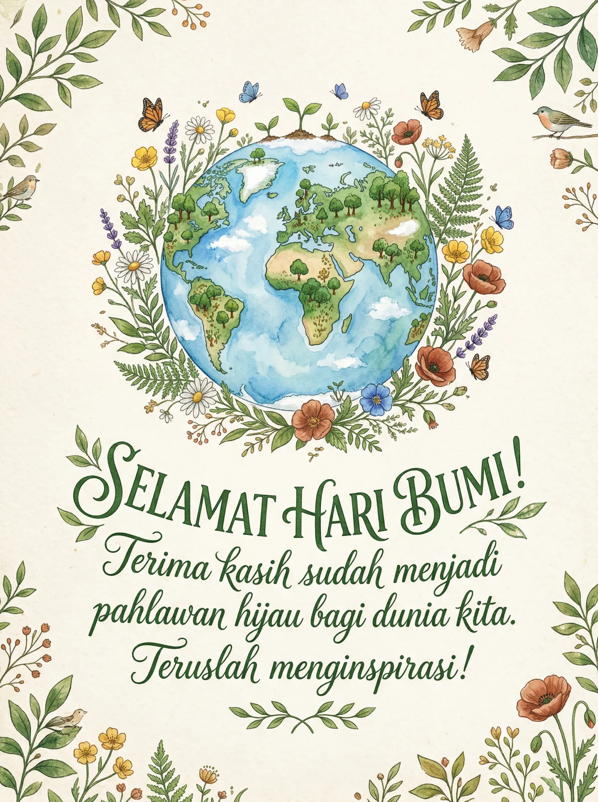 Kartu ucapan Hari Bumi untuk sahabat yang peduli lingkungan