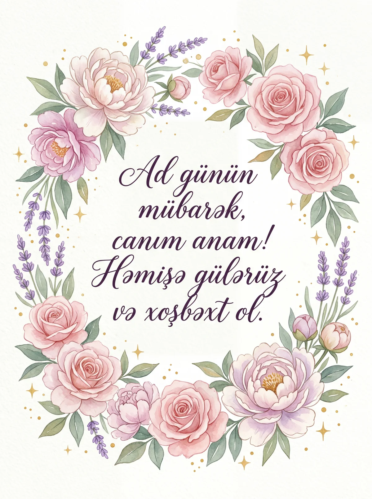 Sevgili anama ad günü təbrikləri