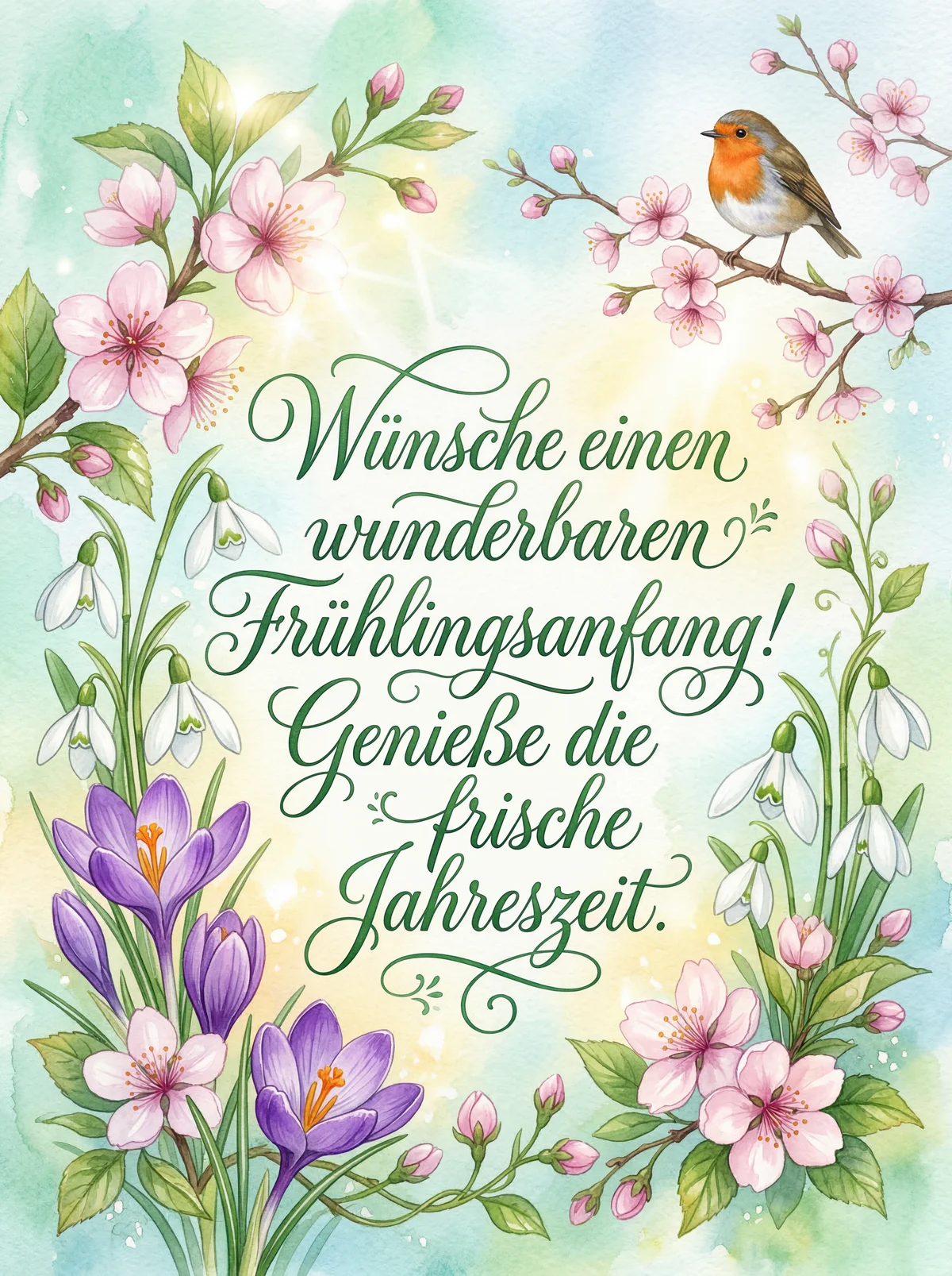 Wünsche einen wunderbaren Frühlingsanfang! Genieße die frisc...