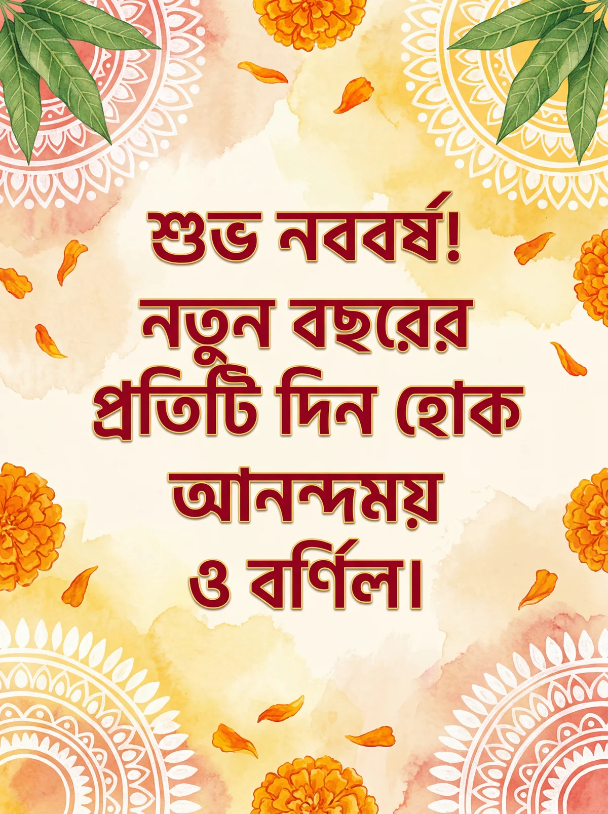 নববর্ষের শুভেচ্ছা কার্ডের জন্য লেখা