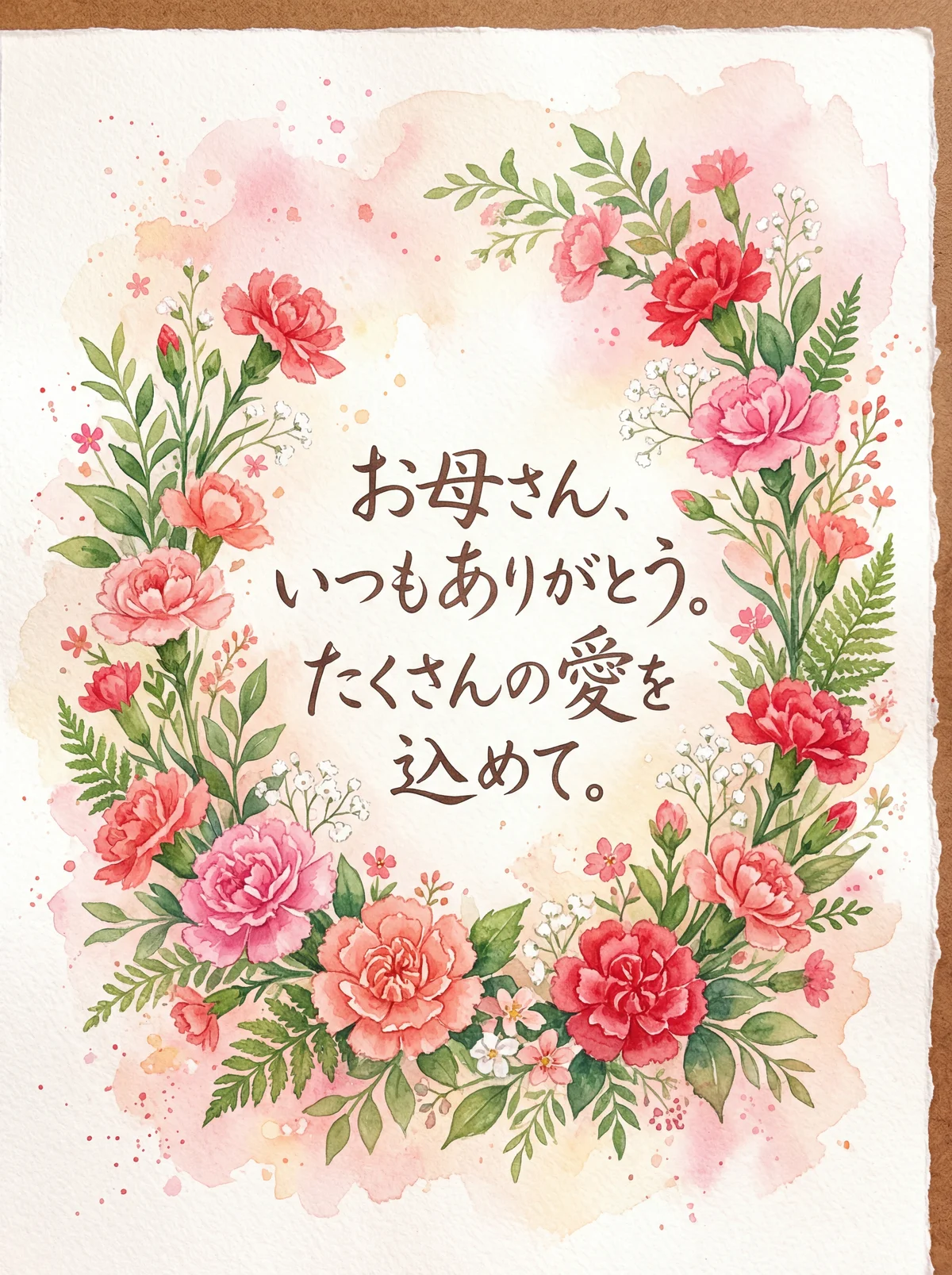 母の日に贈る、お母さんへの感謝の気持ちを伝えるメッセージカード