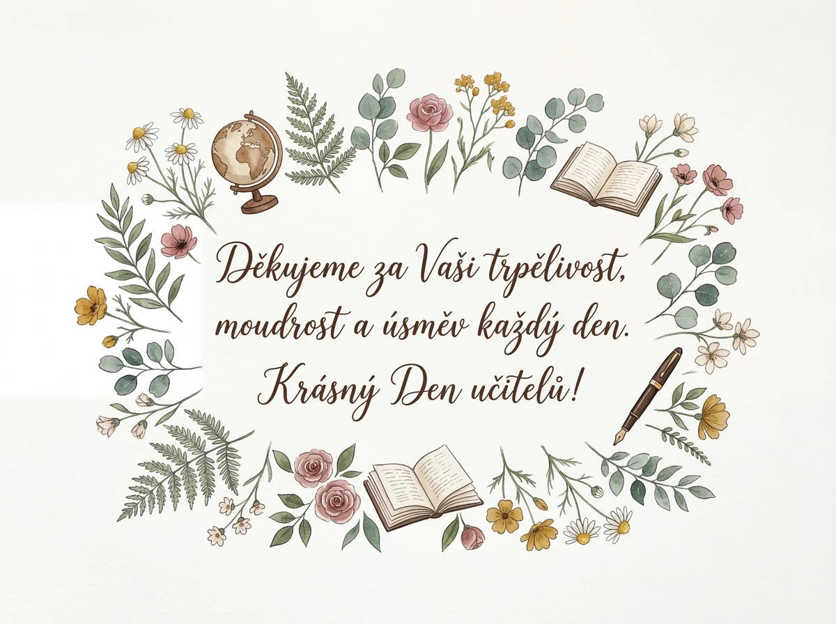Přání k Den učitelů pro paní učitelku