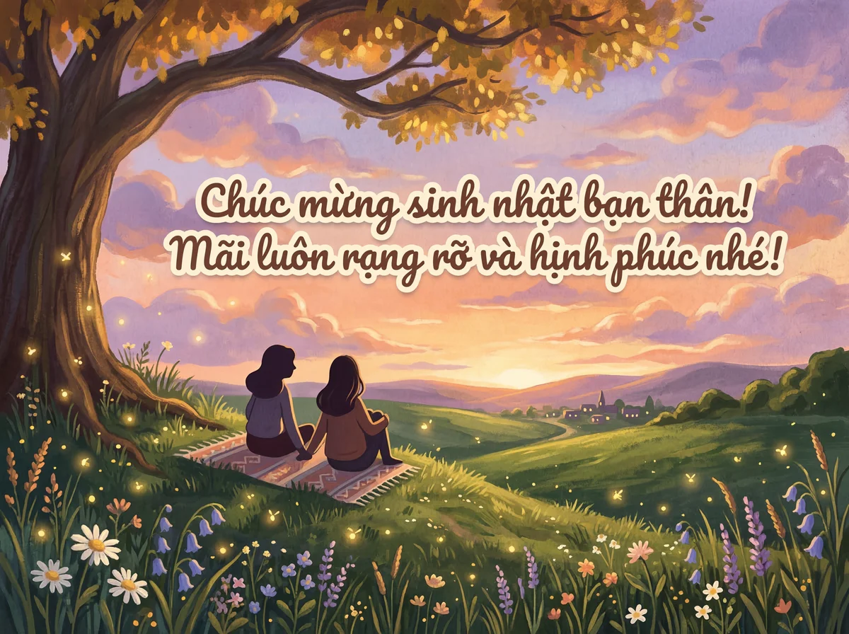 Lời chúc mừng sinh nhật ấm áp gửi đến bạn thân.