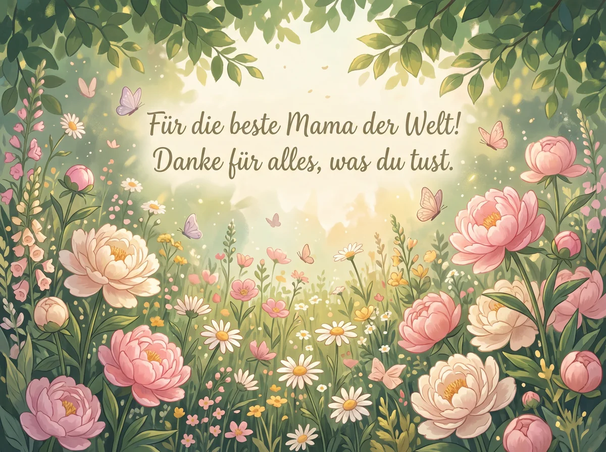 Muttertagskarte mit herzlichen Grüßen für die beste Mama