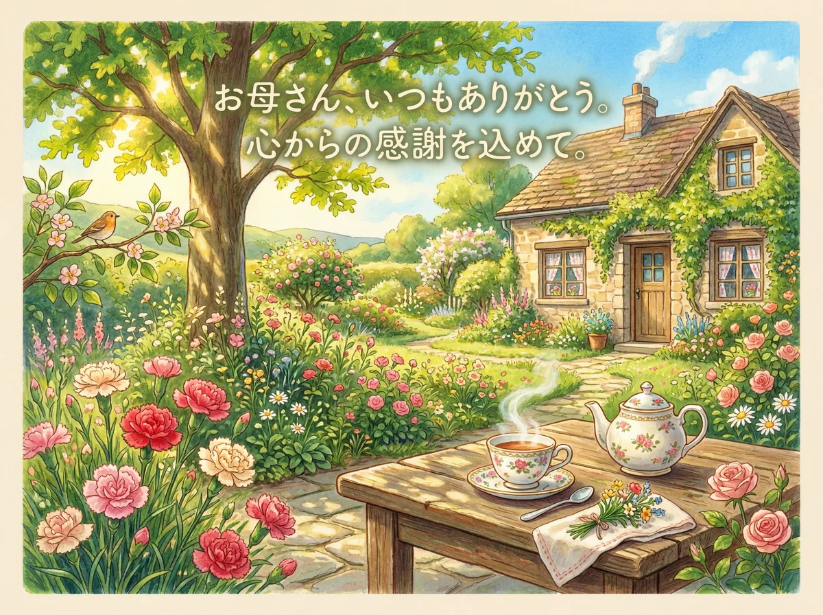 お母さん、いつもありがとう。母の日のメッセージカード