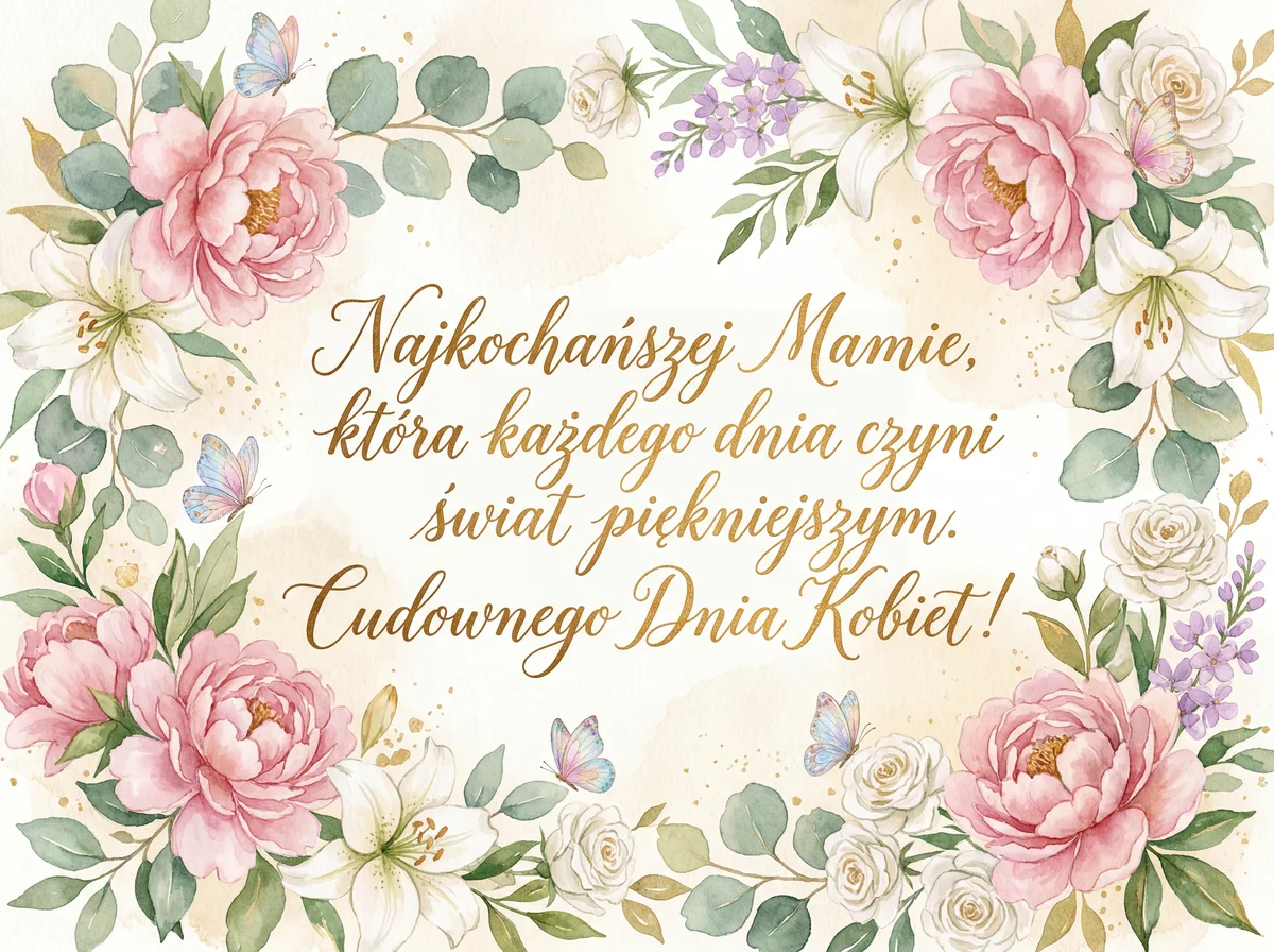 kartka z życzeniami na Dzień Kobiet dla mamy
