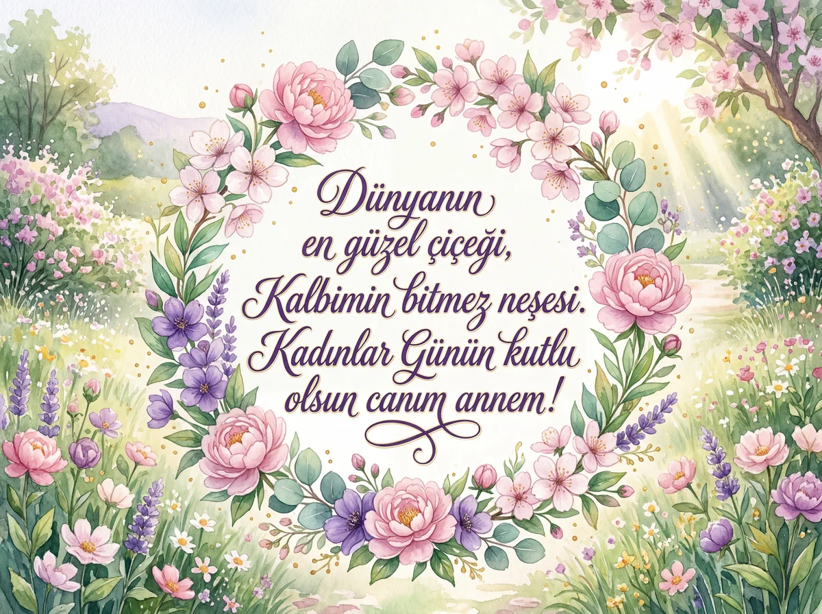 Dünya Kadınlar Günü için anneme tebrik kartı mesajı