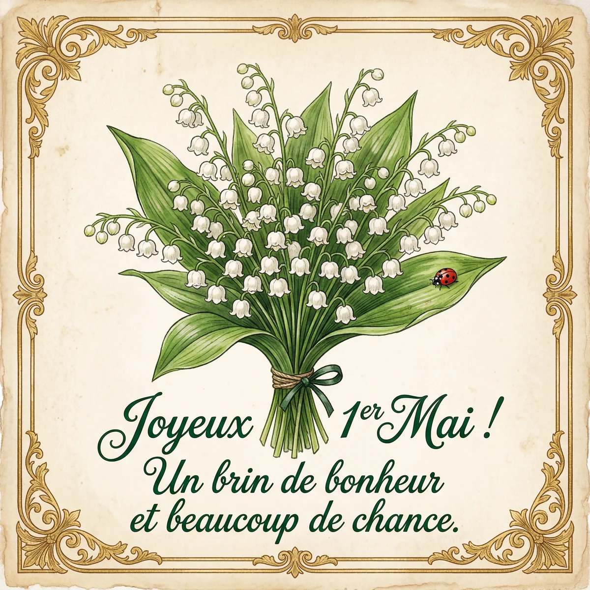 Carte pour la Fête du Travail avec muguet