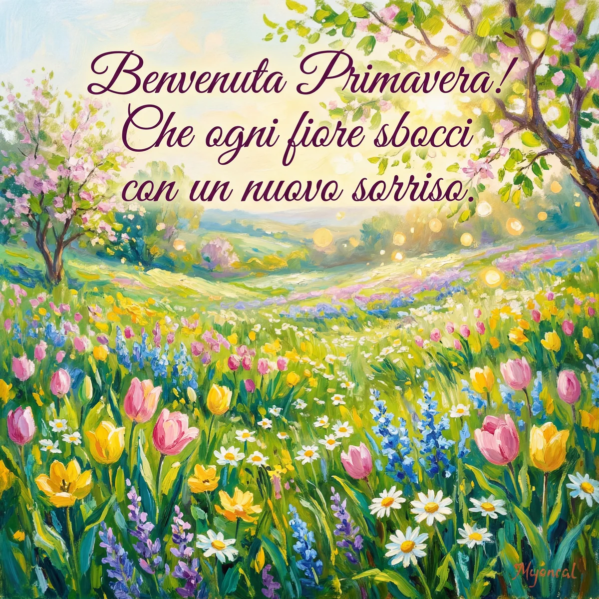 Biglietto d'auguri per festeggiare l'arrivo della primavera