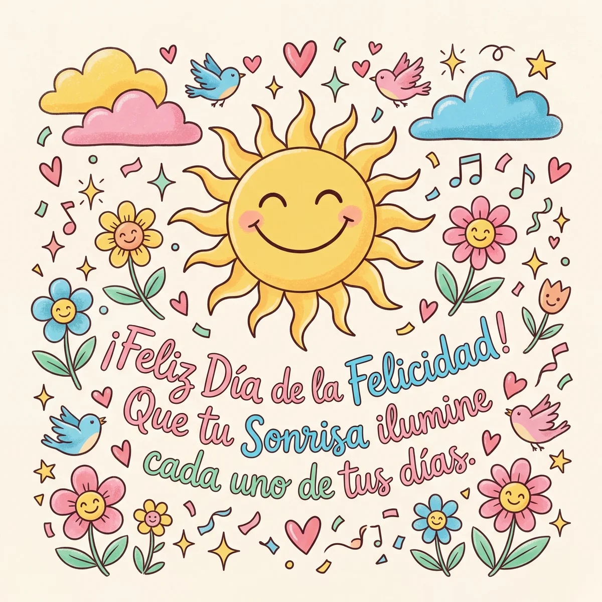 Feliz Día de la Felicidad, que tu sonrisa ilumine cada día.