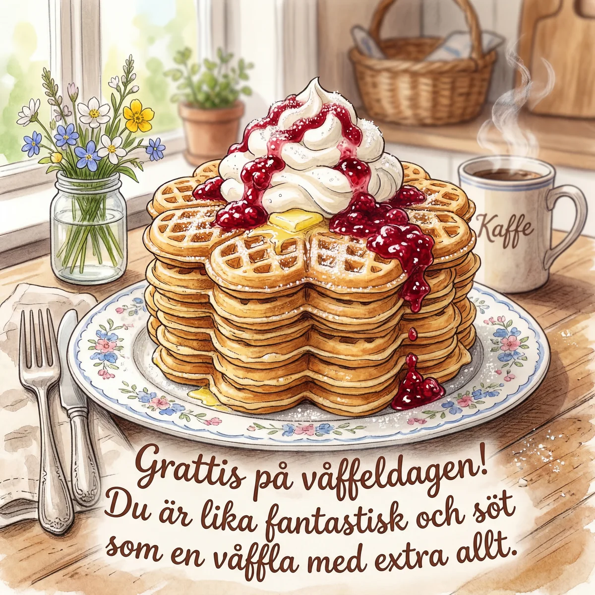 Hälsning till bästa vännen på Våffeldagen