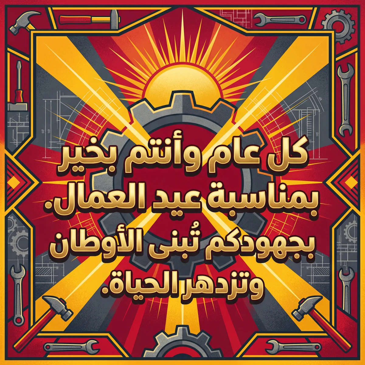 بطاقة تهنئة بمناسبة عيد العمال