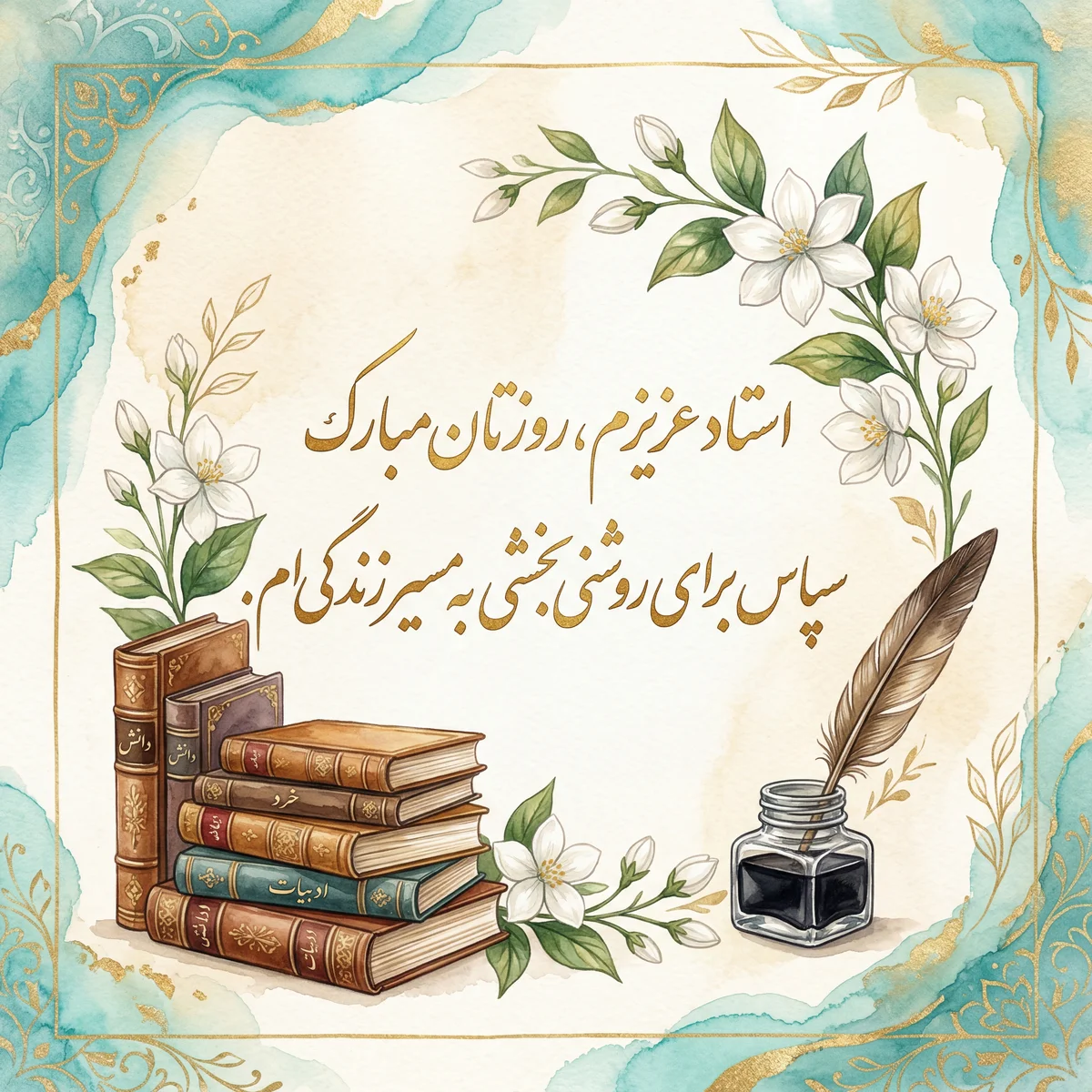 کارت تبریک روز معلم برای استاد عزیزم